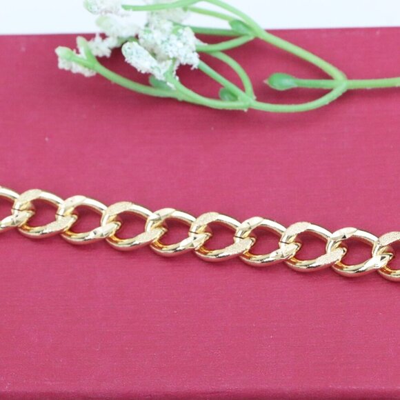 "Bold Textured Chain Rose Gold Bracelet in High Polish Finish, XPBL0993 - Picture 11 of 12